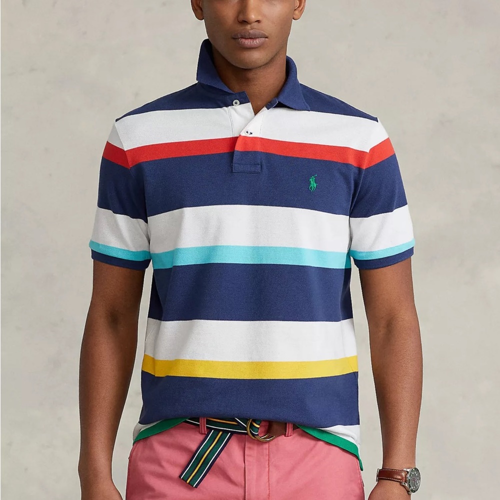 Polo Ralph Lauren Classic Fit Striped Mesh Polo Shirt